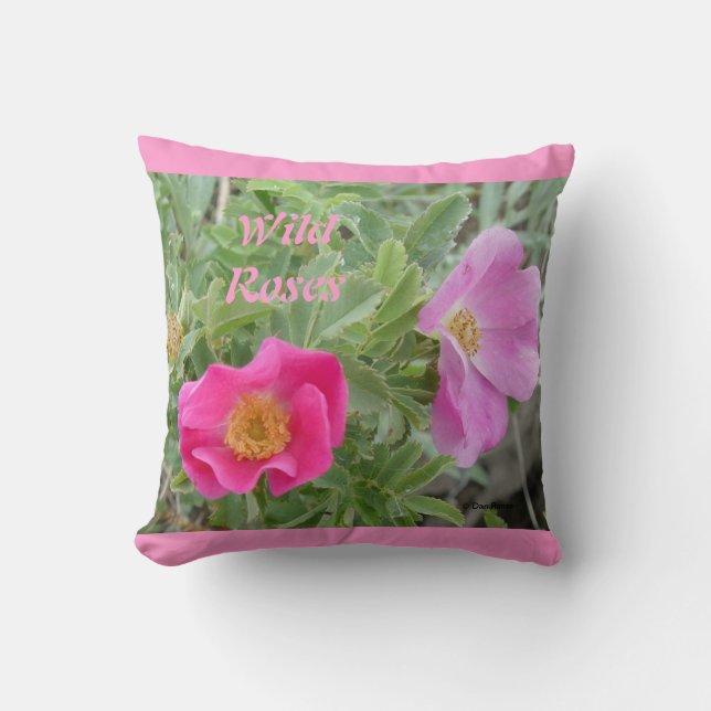 F4 Wild Roses Throw Pillow (Front)