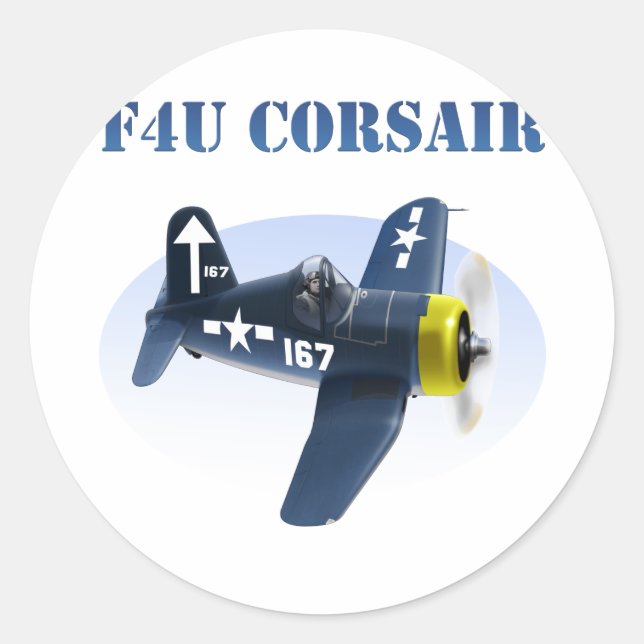 F4U Corsair Plane #167 Classic Round Sticker (Front)