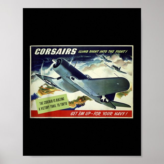 F4u Corsair Us Warplane War Propaganda Ww2 Poster  (Front)