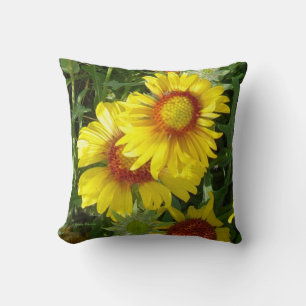 F6 Yellow Wildflowers Gaillardia Throw Pillow