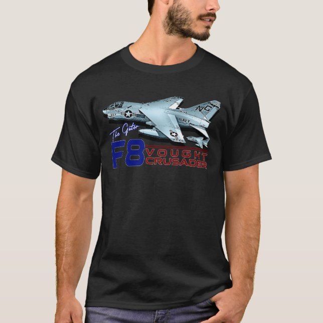F8 Vought Crusader Heavy Us Navy Aircraft T-Shirt (Front)