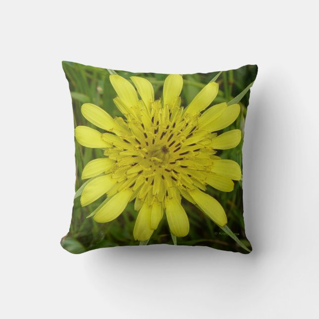 F9 Yellow Wildflower Goats-beard Throw Pillow (Front)