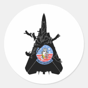 f-14 tomcat forever classic round sticker