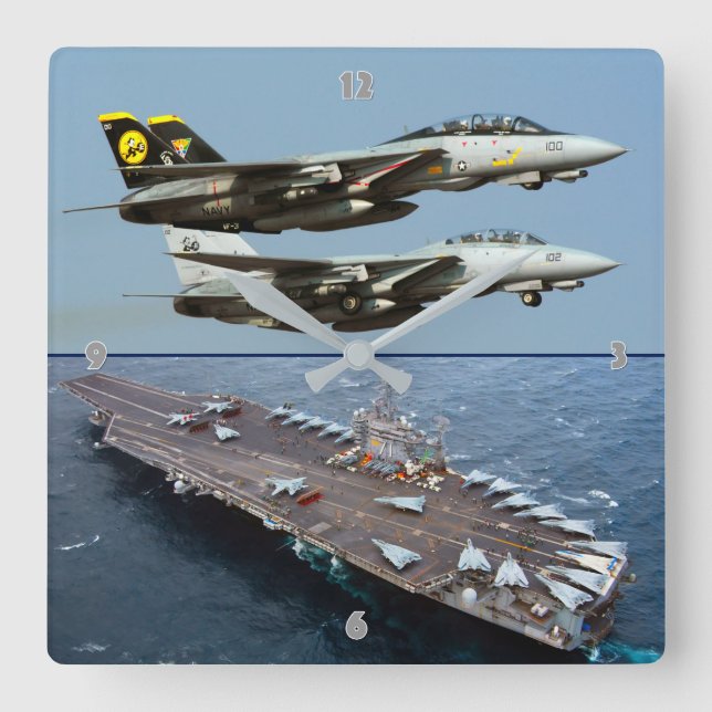 F-14 TOMCAT SQUARE WALL CLOCK (Front)