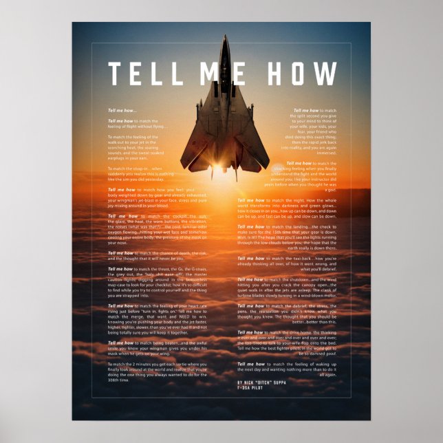 F-14 with Tell Me How ode to military pilots Poster (Front)