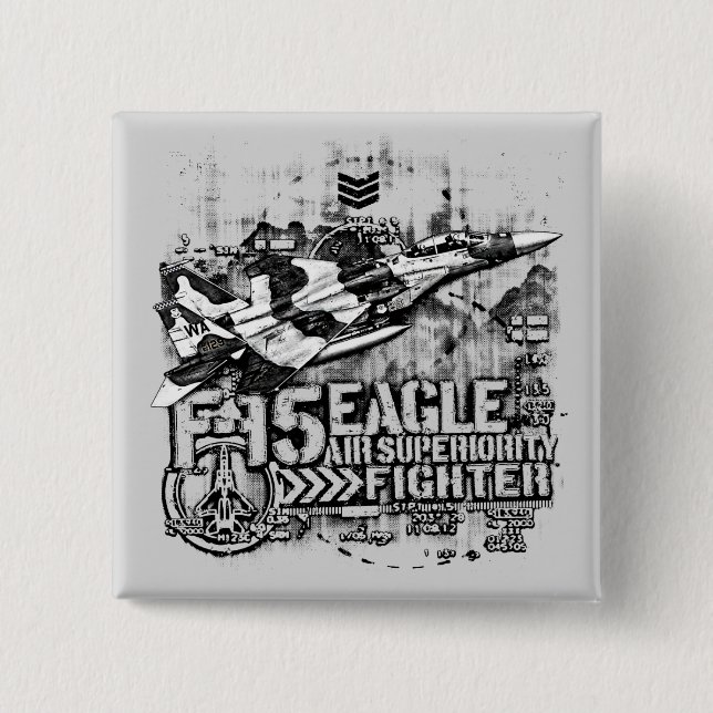 F-15 Eagle 2 Inch Square Button (Front)