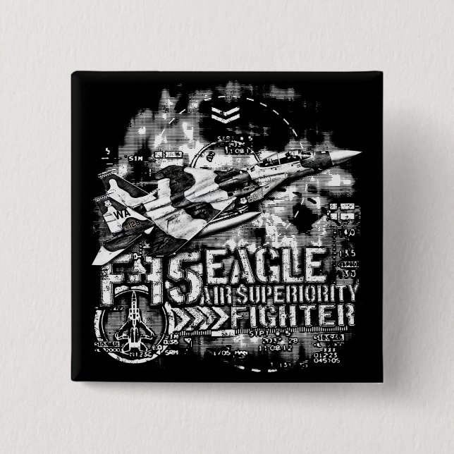 F-15 Eagle 2 Inch Square Button (Front)