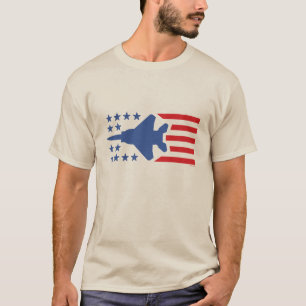 F-15 Eagle Fighter Jet Red Blue Stars and Stripes T-Shirt