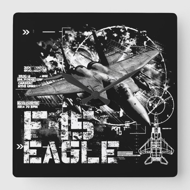 F-15 Eagle Square Wall Clock (Front)