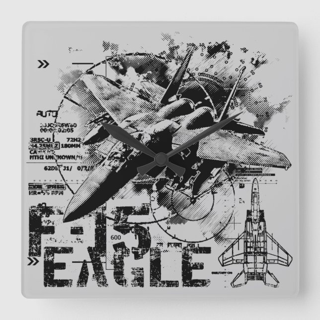 F-15 Eagle Square Wall Clock (Front)