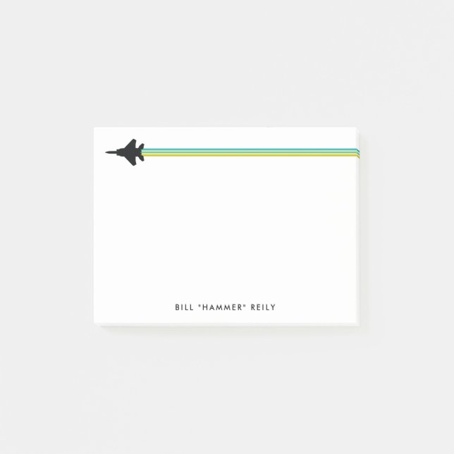 F-15 Fighter Jet Striped Custom Name Notepad (Front)