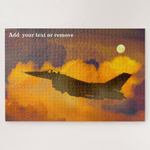 F-15 Silent Eagle fighter jet aircraft at night, Jigsaw Puzzle