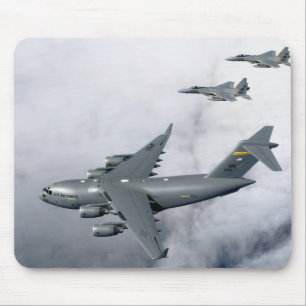 F-15B Eagles escort the first Hawaii-based C-17 Mouse Pad