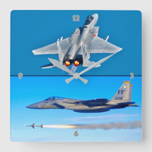 F-15C EAGLE SQUARE WALL CLOCK