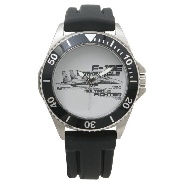 F-15E Strike Eagle  Crown Protector Black Rubber Watch (Front)