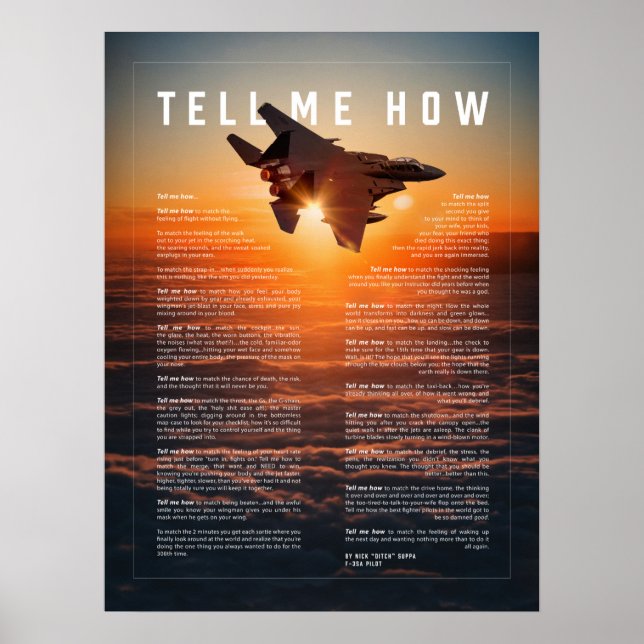 F-15E  with Tell Me How ode to military pilots Poster (Front)