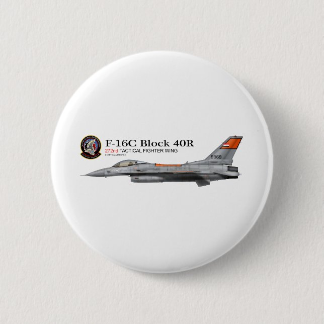 F-16 272nd Tactical Fighter Wing 2 Inch Round Button (Front)