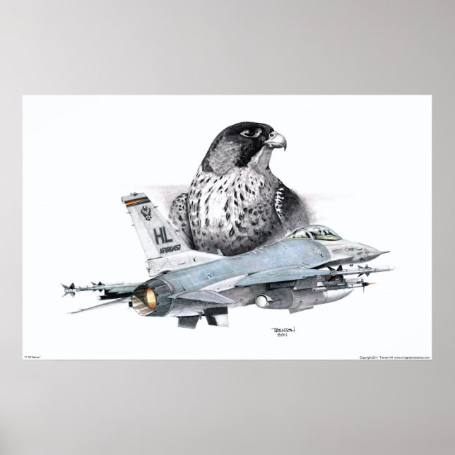 F-16 Falcon and Falcon Poster (Front)