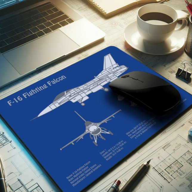 F-16 Fighting Falcon - Airplane Blueprint Plan ABD Mouse Pad (Creator Uploaded)
