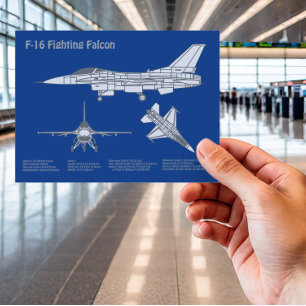 F-16 Fighting Falcon - Airplane Blueprint Plan ABD Postcard