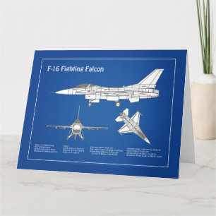 F-16 Fighting Falcon - Airplane Blueprint Plan ABD Thank You Card