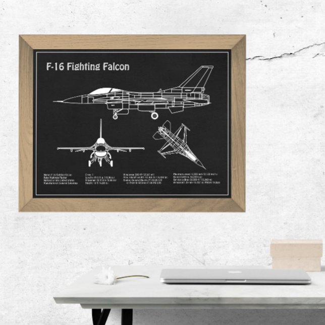 F-16 Fighting Falcon - Airplane Blueprint Plans PD Photo Print (Creator Uploaded)