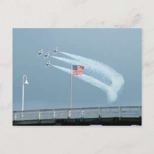 F-16 Fighting Falcons American Flag Postcard