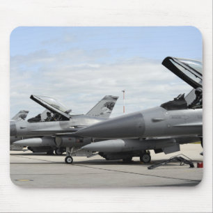 F-16 Fighting Falcons await to launch Mouse Pad