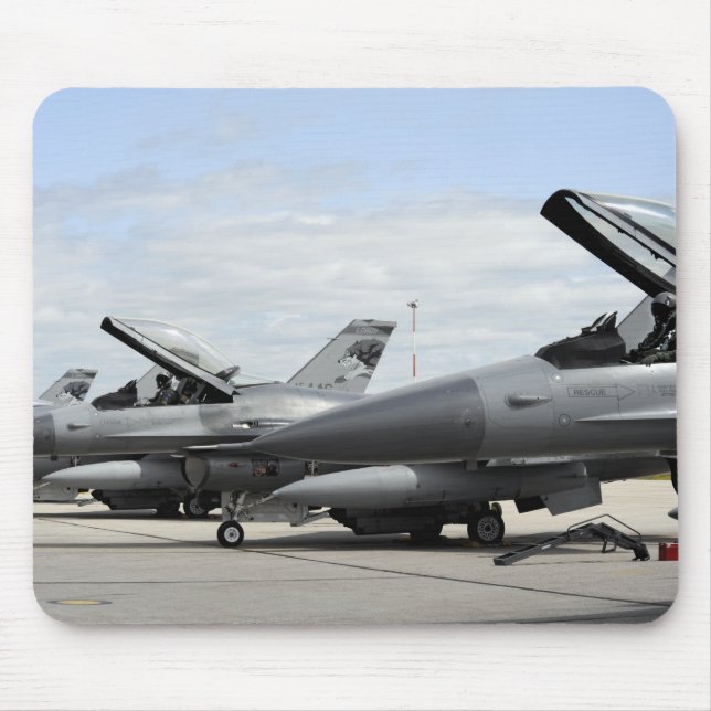 F-16 Fighting Falcons await to launch Mouse Pad (Front)