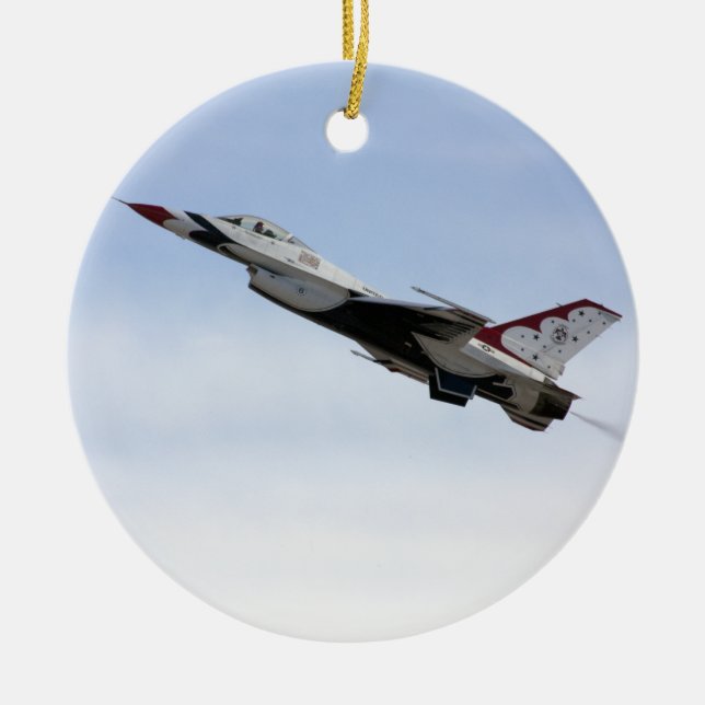 F-16 Thunderbird In Flight Ceramic Ornament (Front)