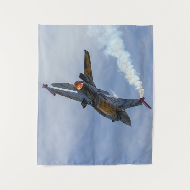F-16 Tiger Turns And Burns Acrylic Print Tapestry (Front)