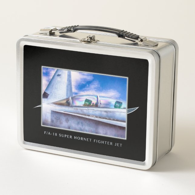 F-18 HORNET FIGHTER JET At Ease Metal Lunch Box (Front)