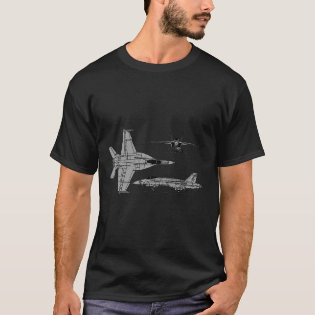 F-18 Super Hornet Navy American Aircraft T-Shirt (Front)