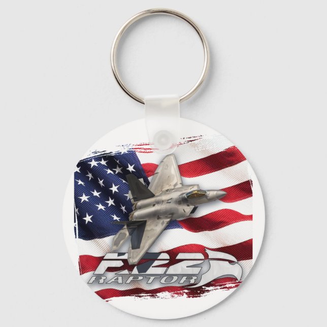 F-22 Raptor and American Flag Keychain (Front)