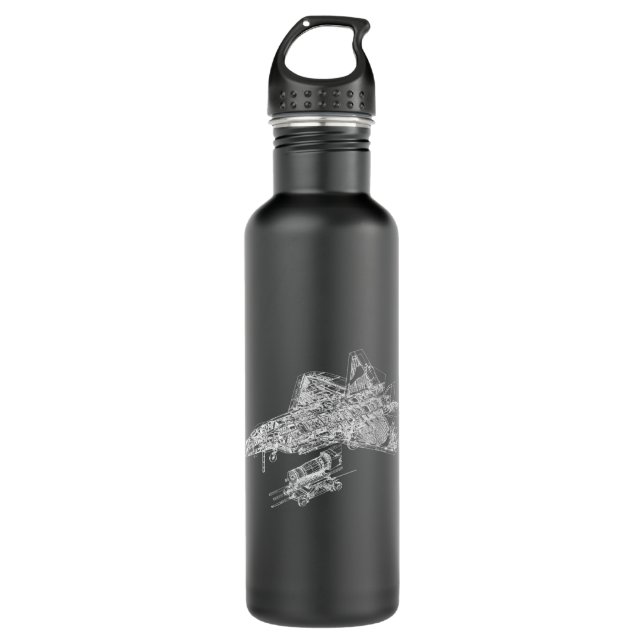 F-22 Raptor Fighter Aircraft Air Force Blueprint  710 Ml Water Bottle (Front)