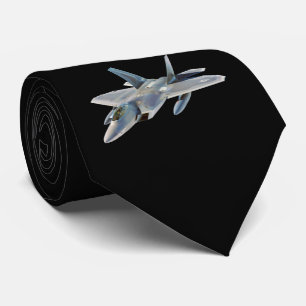 F-22 Raptor Fighter Jet on Black Tie