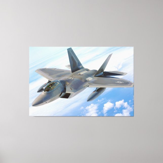 F-22 Raptor Military Jet Canvas Print (Front)