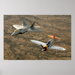 F-22A Raptor and P-47 Thunderbolt Poster