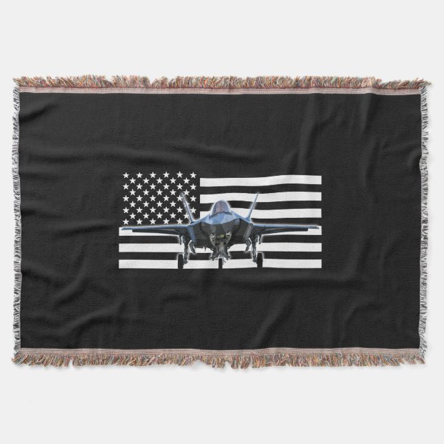 F-35 (Black Flag) Throw Blanket (Front)