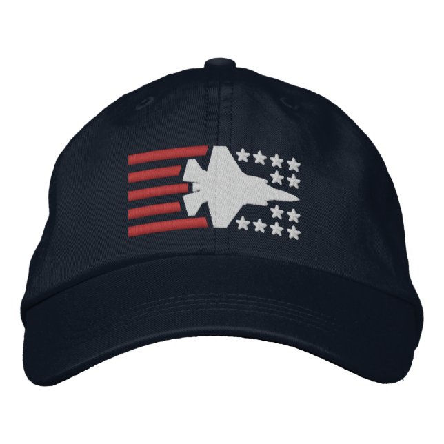 F-35 Fighter Jet Stars and Stripes Embroidered Hat (Front)