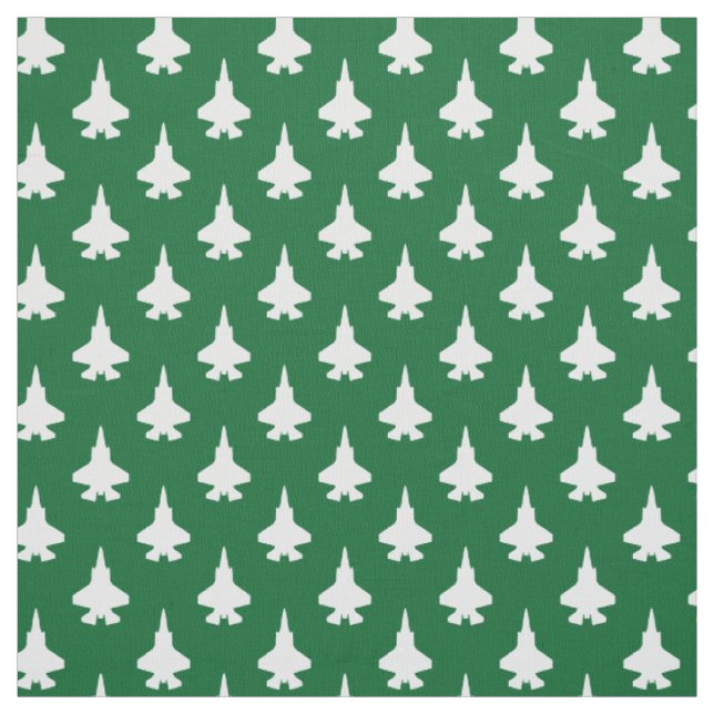 F-35 Lightning 2 Fighter Jets Pattern White Green Fabric (Swatch)