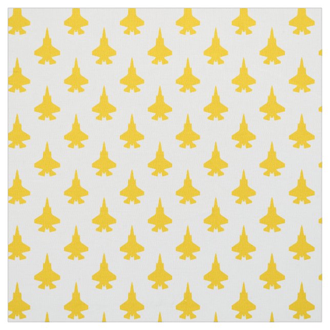 F-35 Lightning 2 Fighter Jets Pattern Yellow Fabric (Swatch)