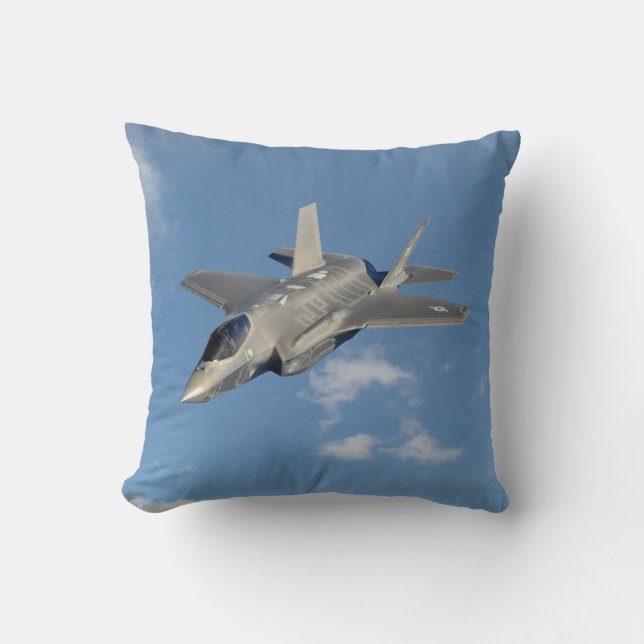 F-35 Lightning II Panther Jet Fighter in Sky Throw Pillow (Front)