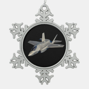 F-35 Lightning II Panther Jet Fighter Snowflake Pewter Christmas Ornament