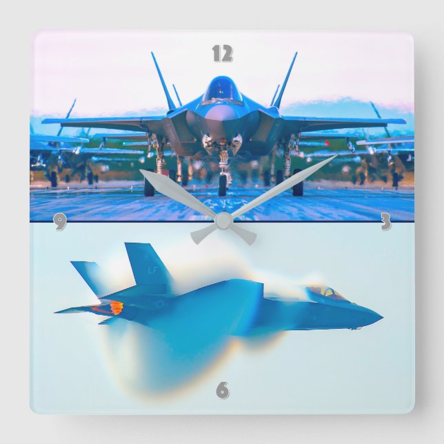 F-35A LIGHTNING II SQUARE WALL CLOCK (Front)