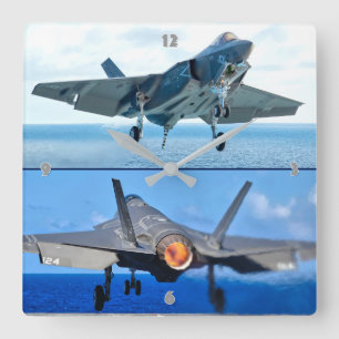 F-35C LIGHTNING II SQUARE WALL CLOCK
