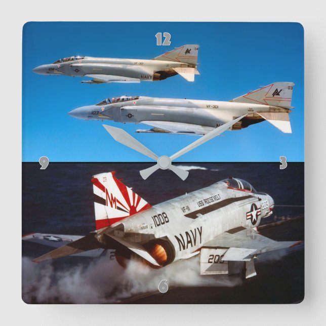F-4 PHANTOM SQUARE WALL CLOCK (Front)