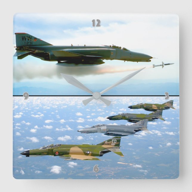 F-4 PHANTOM SQUARE WALL CLOCK (Front)