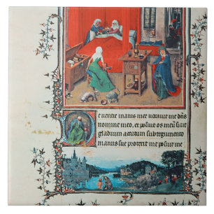 f.93v The Birth of John the Baptist and the Baptis Tile