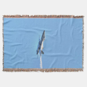 F/A-18 Fighter Jet Plane Air Show Stunt Flying Throw Blanket